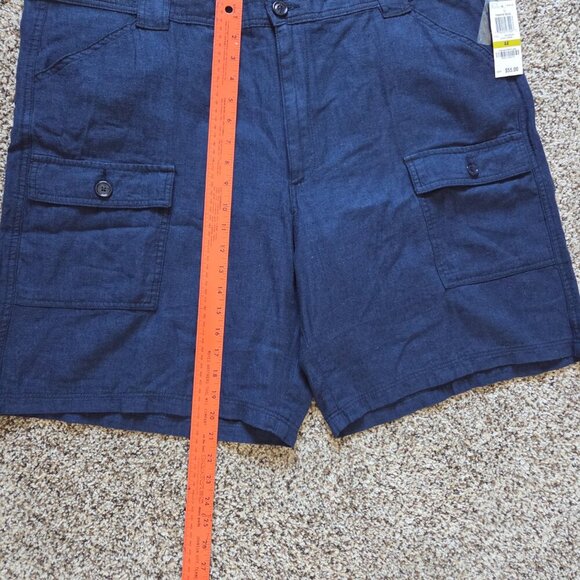 NWT Tasso Elba Island Linen Blend Cargo Shorts Sz 44 Navy Coastal Beach Golf - Picture 4 of 7
